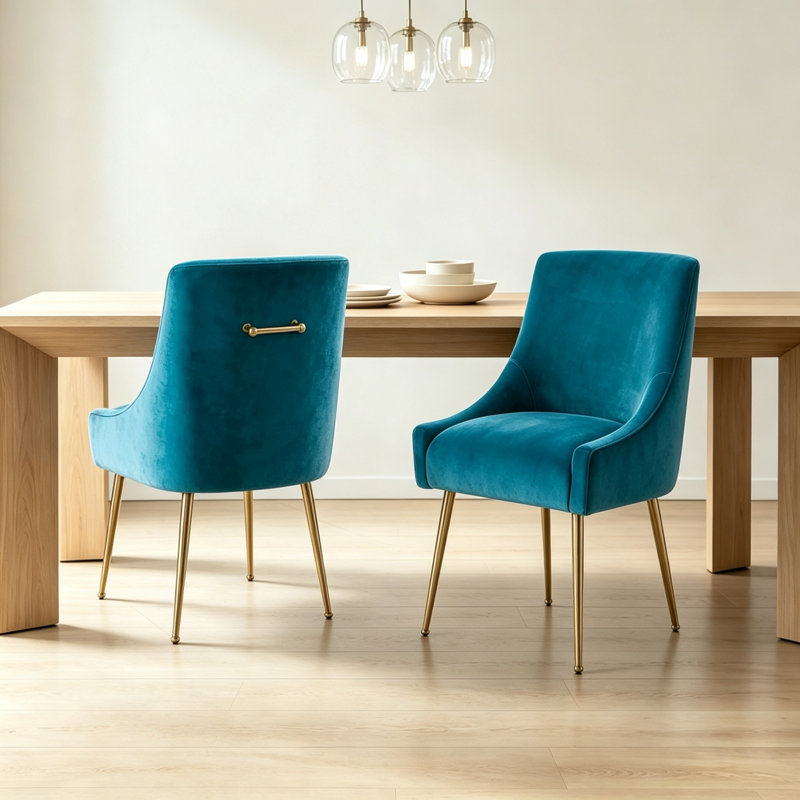 Chaise d'appoint en velours Magallanes, Bleu clair