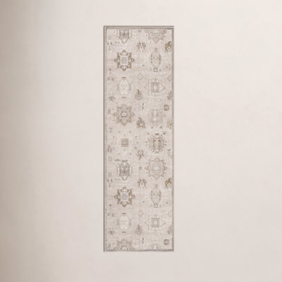 Beige Ivory Machine Washable Oriental Rug