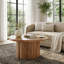 Table basse 31,5 "avec base cylindrique cannelée, table de salon de style campagnard pour appartements et petits espaces