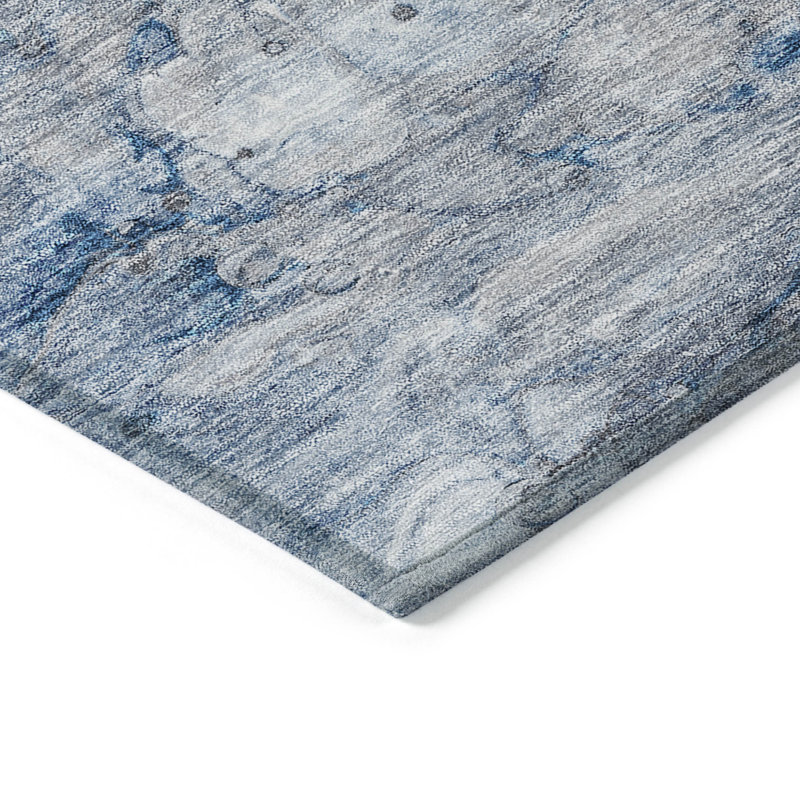 Tapis intérieur lavable abstrait bleu denim et bleu ciel HomeRoots 3 pi x 5 pi