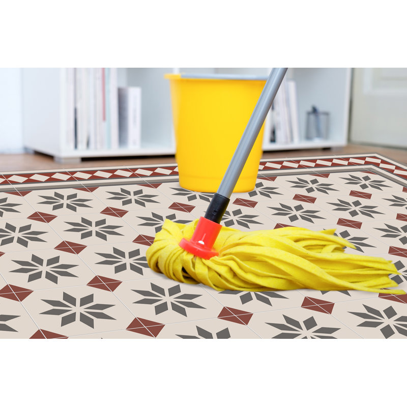 Endi Vinyl Machine Printed Area Rug, Rectangle 4'4.4" x 6'6.7"