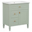 Meuble-lavabo 30 po avec lavabo, meuble-lavabo avec un tiroir rabattable et deux tiroirs, tablette réglable, bois massif et panneau de fibres à densité moyenne, vert-248805048-248805052