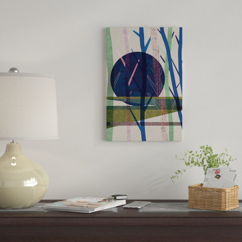 « blue moon » par flatowl, impression sur toile, H 26 po x l 18 po x P 1,5 po, Toile avec cadre noir, Pas de tapis