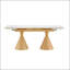 Table de salle à manger extensible avec plateau en pierre et pieds en bois-516337093