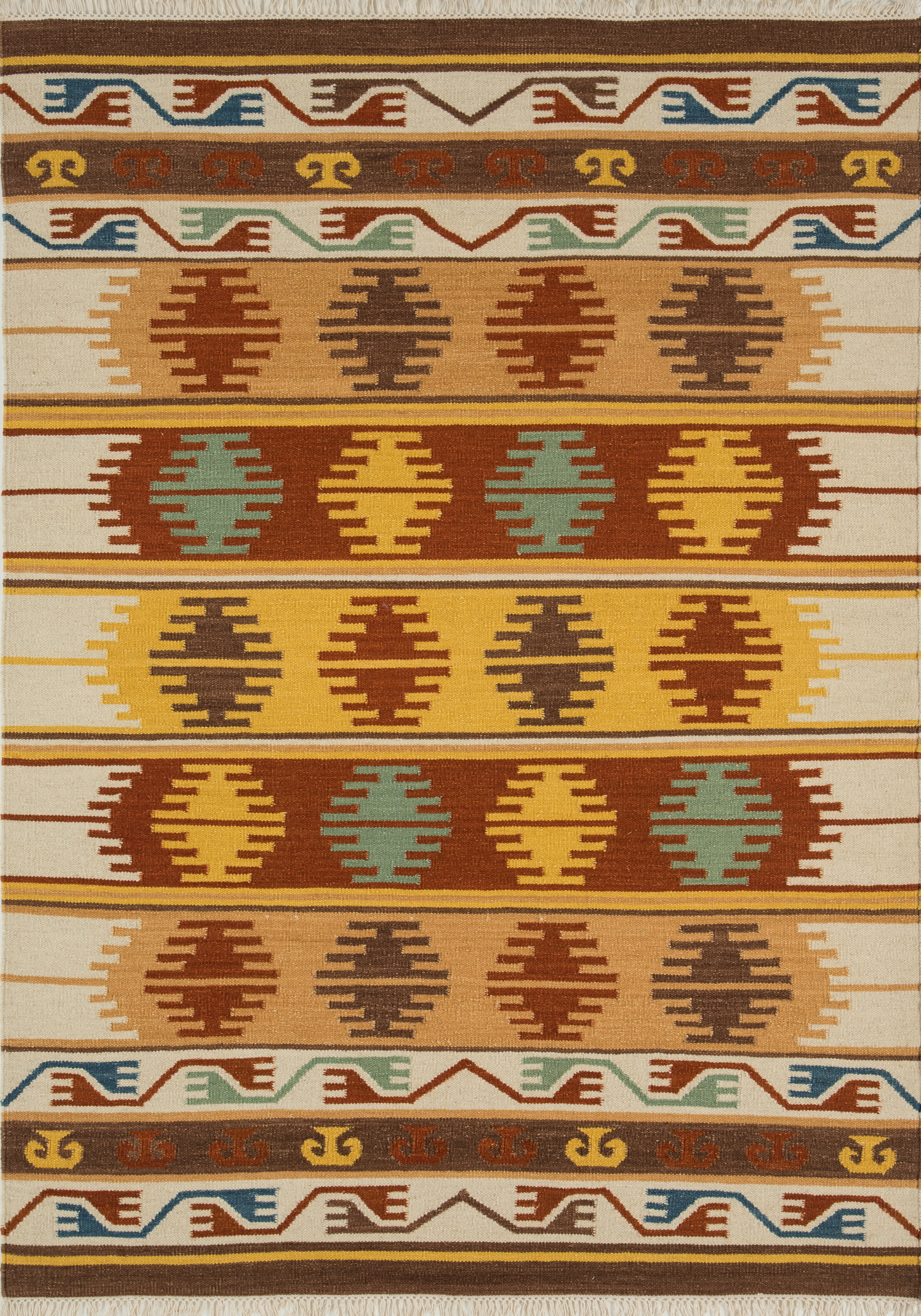 Millwood Pines Clemente Southwestern Handmade Flatweave Wool Yellow ...