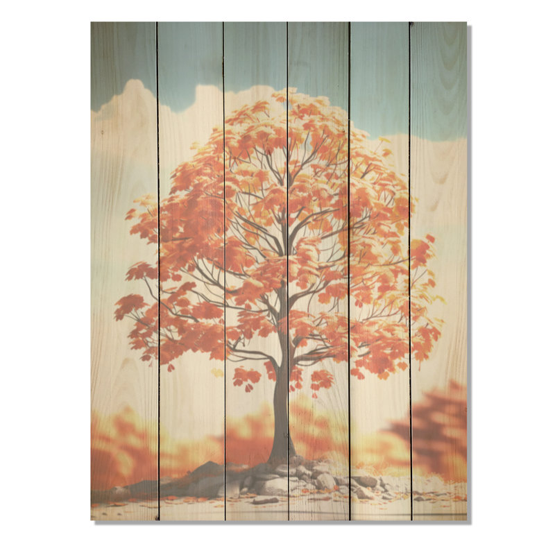 Érable doux aux tons neutres doux - érable sur bois, art sur bois de pin naturel, H 20 po x l 10 po