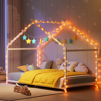 Montessori Low-Profile Metal Canopy Kids House Bed by Ebern Designs