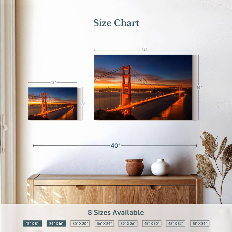 Lilie s'allume le long du Golden Gate Bridge, H 16 po x l 24 po