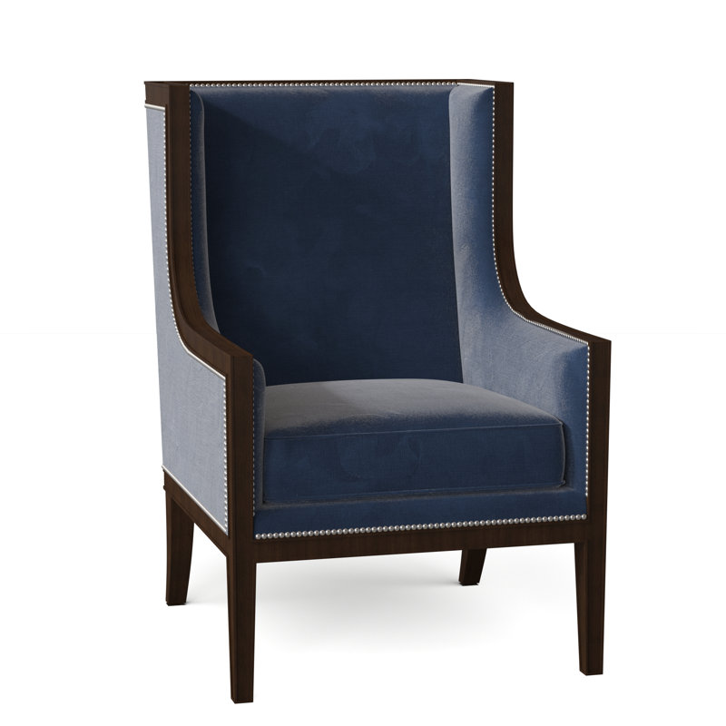 Jameson 28" Wide Down Cushion Slipcovered Wingback Chair, Flannery Marine, Café