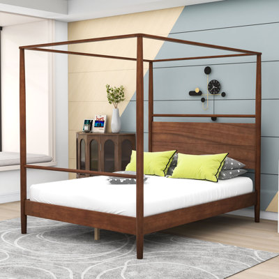 Wood Canopy Bed with Headboard