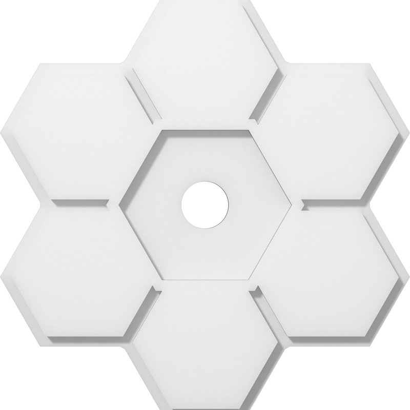 Médaillon de plafond contemporain en PVC de qualité architecturale Daisy, H 1 po x l 18 po x P 18 po