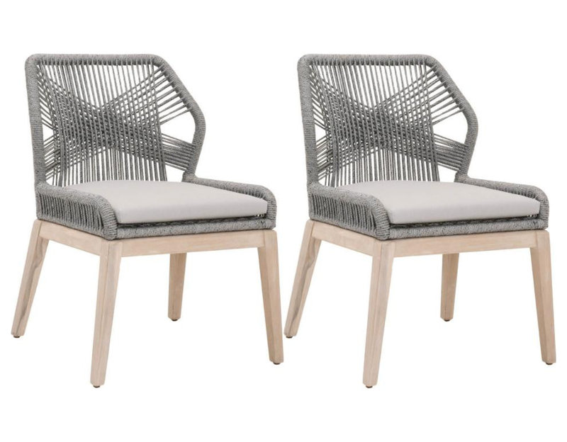 Loom 19.5'' H Upholstered Side Chair, Light Gray, Natural Gray Mahogany, Wheat