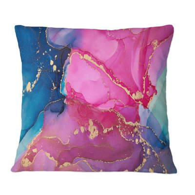 Mauve et rose, art abstrait fluide de luxe - coussin décoratif imprimé moderne