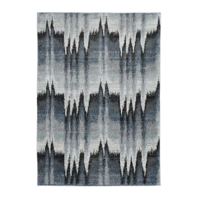 Tapis bleu en polypropylène ivoire 94 x 130