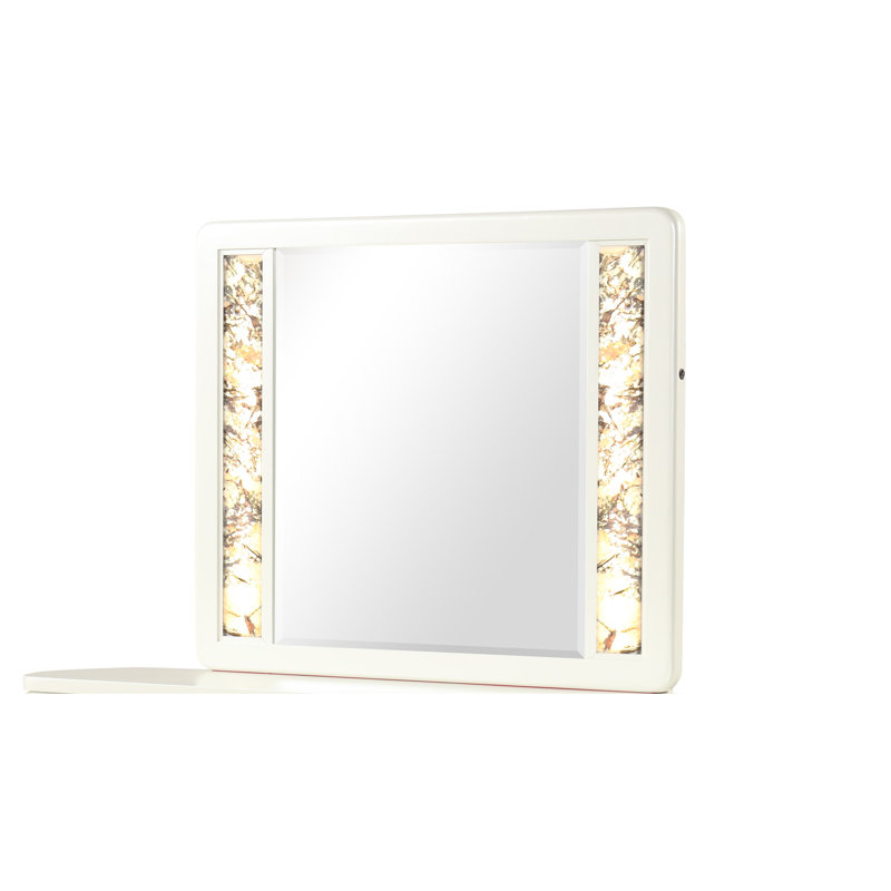 Miroir de style moderne fait de bois et de bords dorés à DEL (miroir inclus seulement)