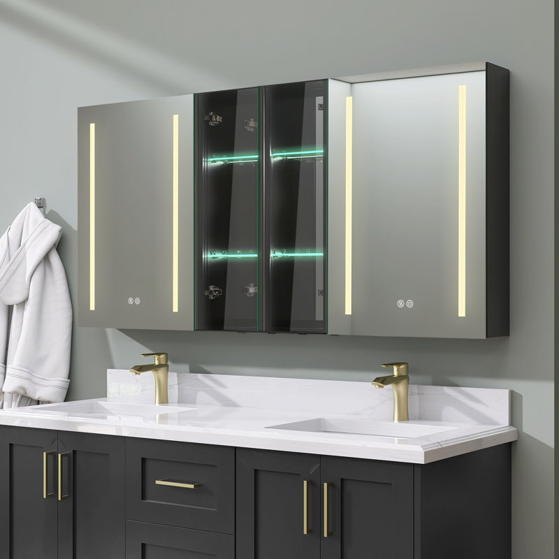 Armoire à pharmacie à miroir sans cadre 60 po H 30 po Crina