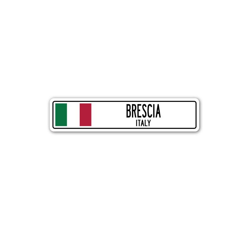 Plaque de rue Atchison Brescia, Italie, H 4 po x l 18 po x P 1 po