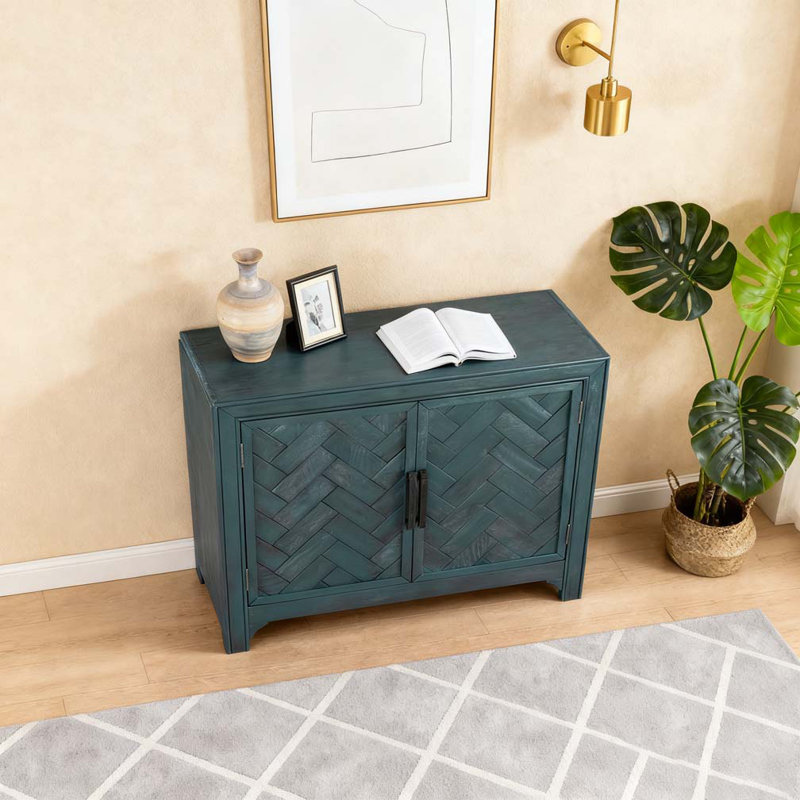 Armoires modernes de 40 po avec portes au design unique et 1 tablette réglable, Bleu antique