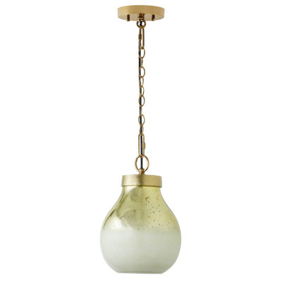 9"W Matika 1-Light Ombre Mercury Glass Bell Pendant