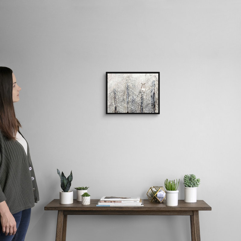 Reproduction d’art sur toile, "Snowy habitat I" par Alicia Ludwig, Cadre noir, H 13 po x l 16 po x P 1,75 po