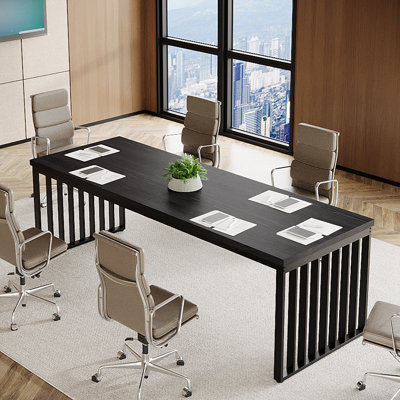 Table de conférence de 78,7 po avec pieds en métal pour 4 à 6 personnes Reidy