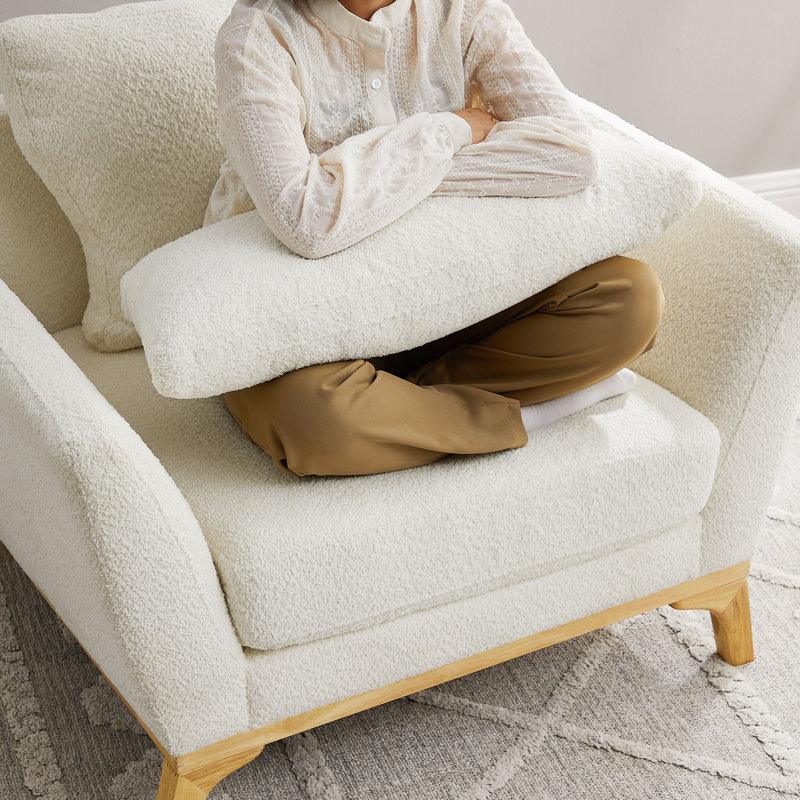 Ljubinko Upholstered Armchair, White Boucle