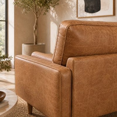 Aisha 70" Faux Leather Square Arm Loveseat