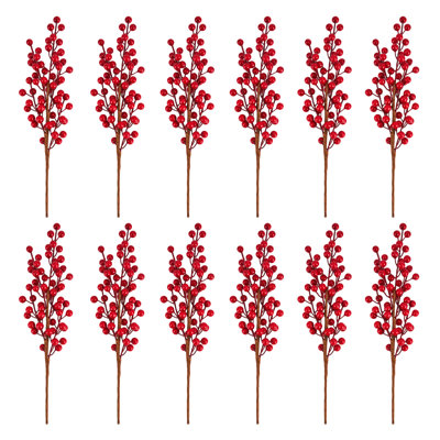 Décorations florales artificielles de Noël : tiges de baies, poinsettias et poinsettias rouges pour couronnes, guirlandes, sapins et arrangements floraux en vase. Fournitures pour décorations de fête d'intérieur.