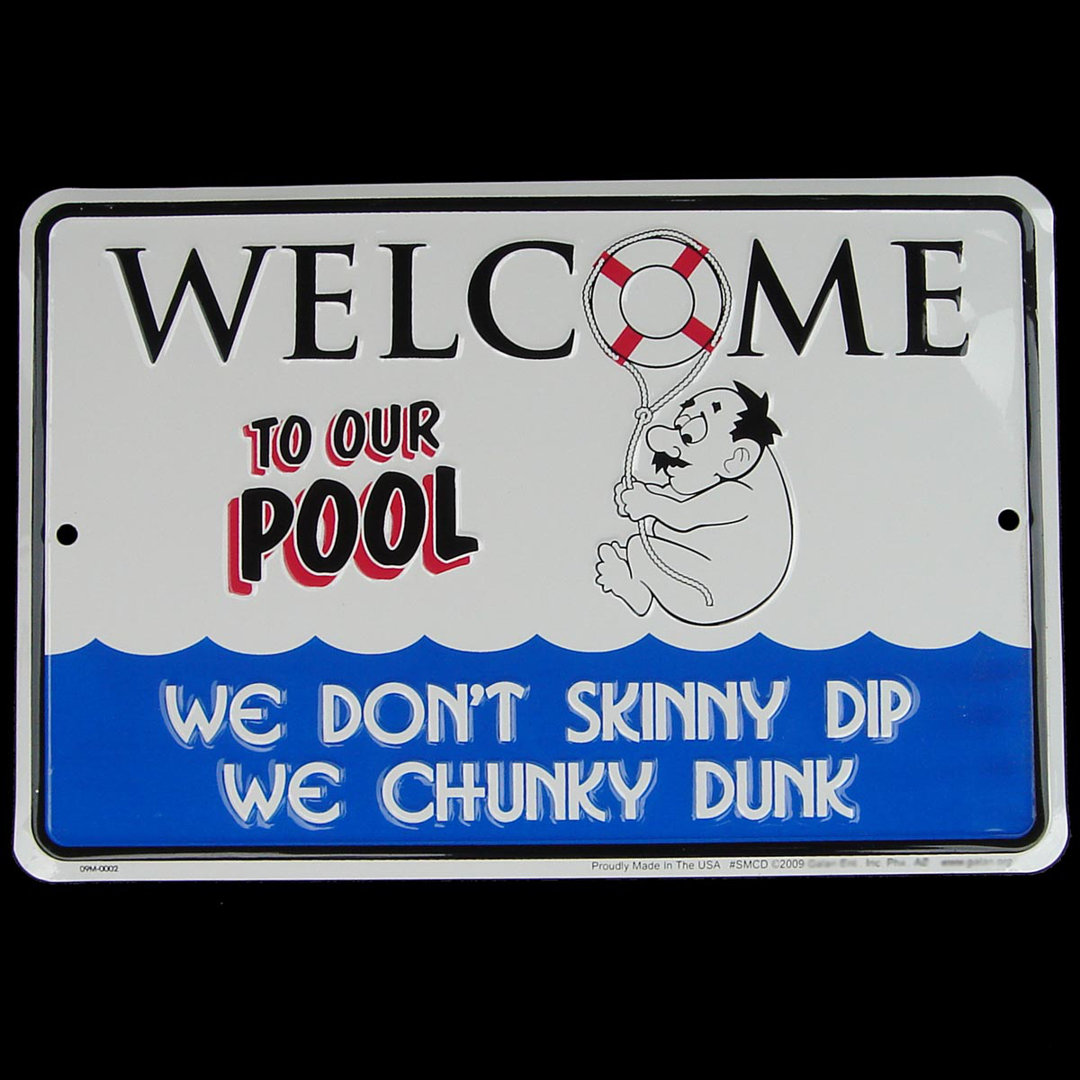 Dont Skinny Dip - Chunky Dunk! Tin Sign Swimming Pool Deck Decor Treasure Gurus
