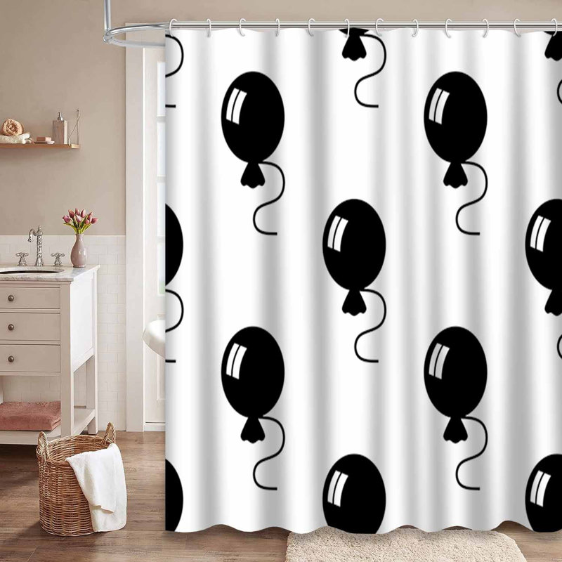 Rideau de douche noir avec 12 crochets, L 72 po x l 72 po