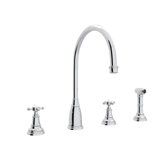 Georgian Era Double Handle Kitchen Faucet With Accessories