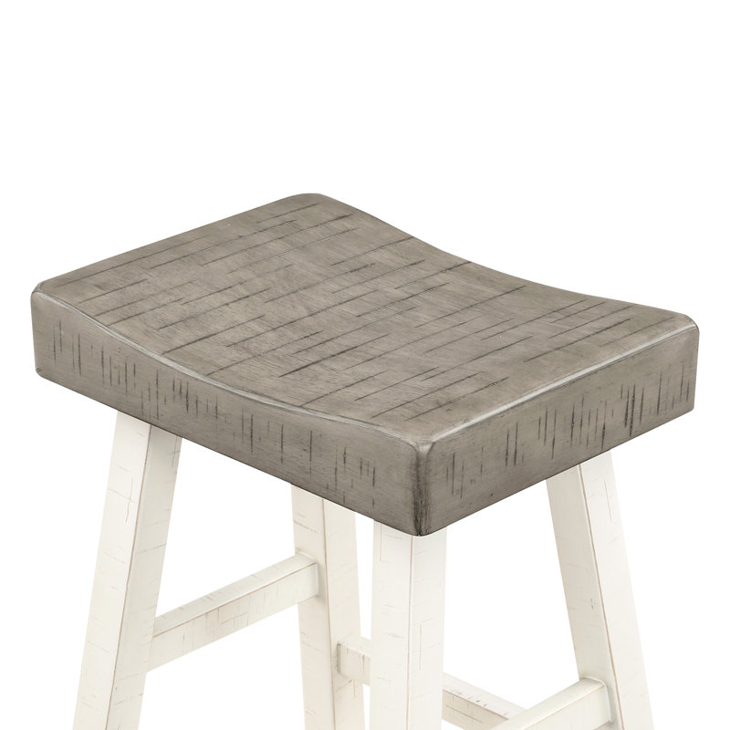 Tabourets de bar blanc et café, en bois massif, de 2, tabourets de limite de poids transitionnels en bois d'hévéa, finition à deux tons, support de 250 lb