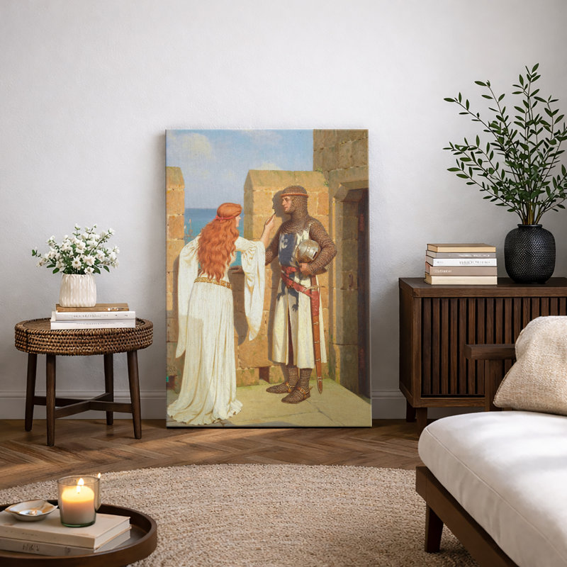 Illustration de scène médiévale d'adieu, images de personnages historiques romantiques, impression sur toile encadrée