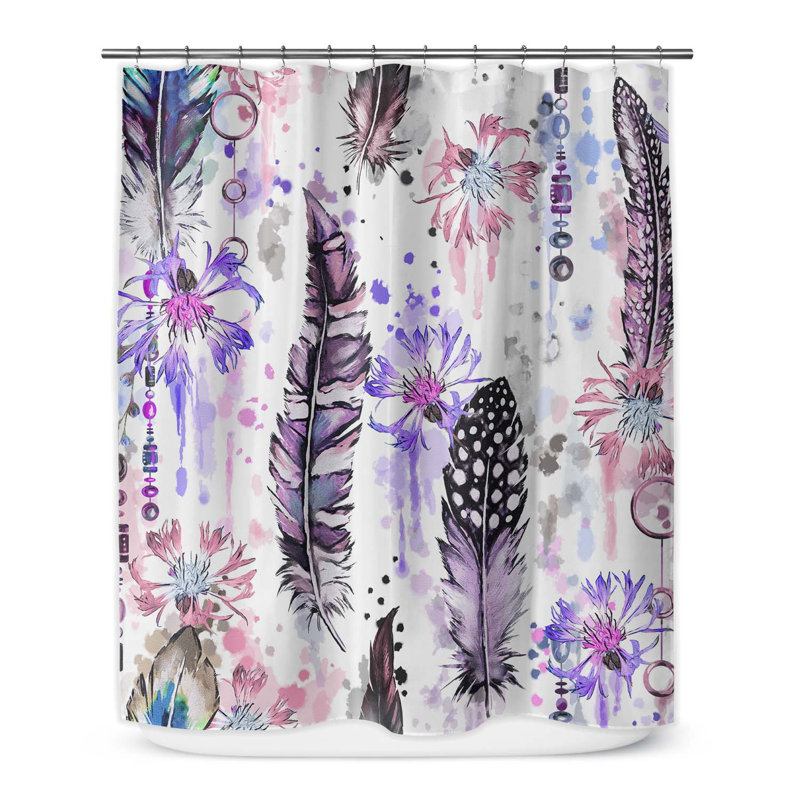 Rideau de douche simple fleur de bleuet, H 70 po x l 71 po