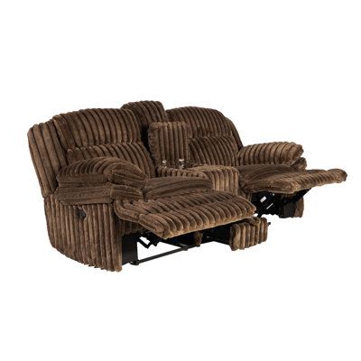 Manual Motion Loveseat Recliner Fur-Like Corduroy In Chocolate