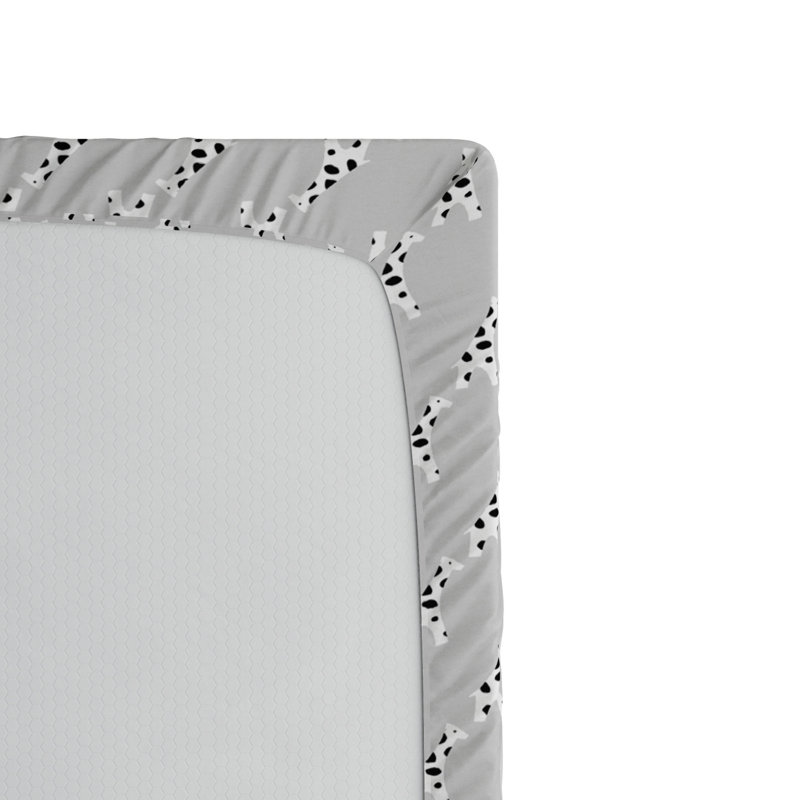 Microfiber Fitted Sheet, Queen Fitted Sheet, Black/Silver Giraffe