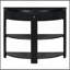 Console demi-lune cannelée TREXM avec tiroir et 2 tablettes pour entrée, salon et couloir (noir)-1864652606
