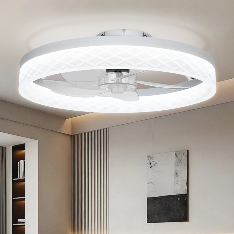Ventilateur de plafond moderne avec télécommande, moteur à courant continu silencieux à 6 vitesses et éclairage DEL réglable
