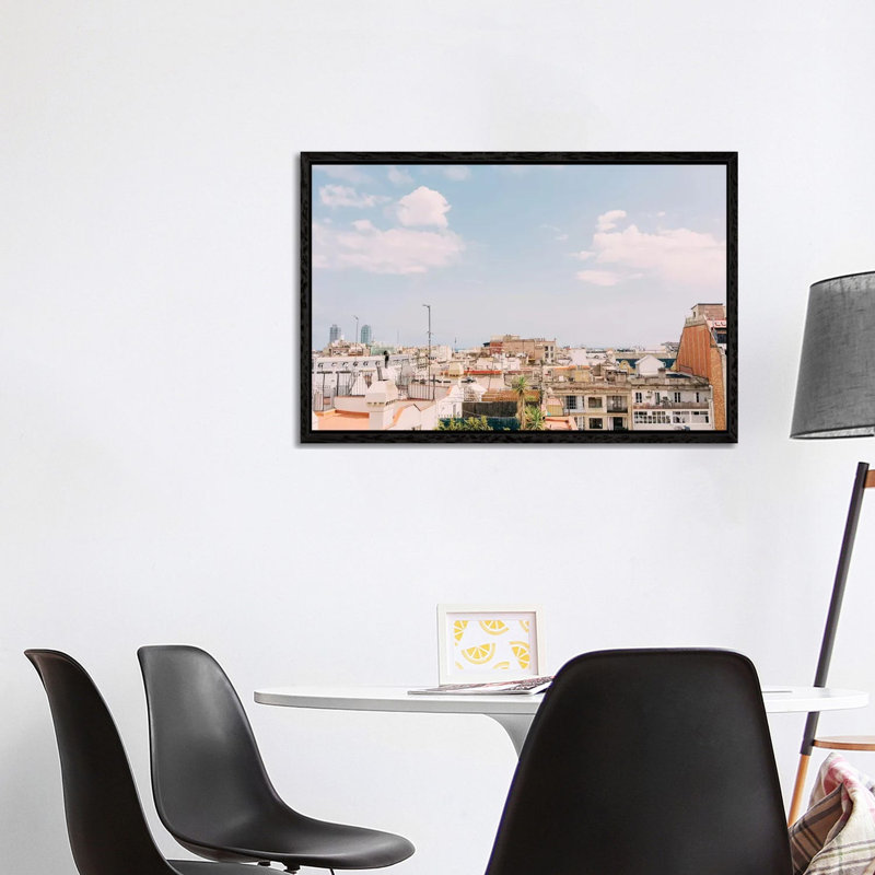 Barcelona Rooftops by Bethany Young - Print on Canvas, Black Framed, 66.04cm H x 101.6cm W x 3.81cm D