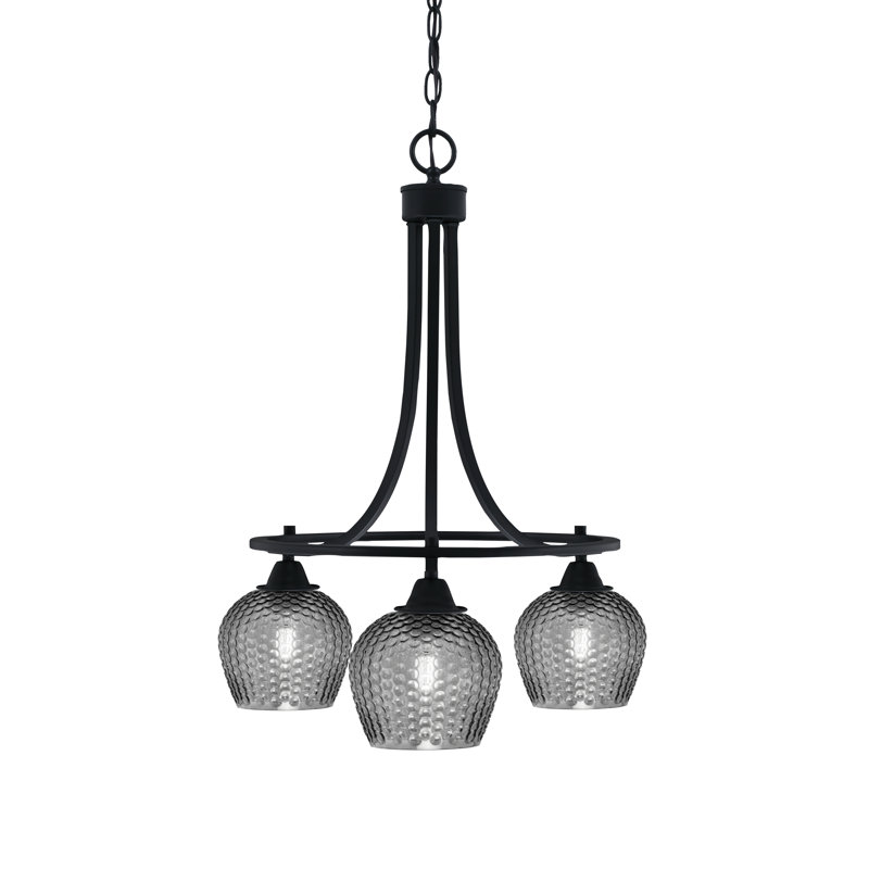 Lustre 3 lumières en aluminium noir mat 6 po Allexus, Noir mat, Noir