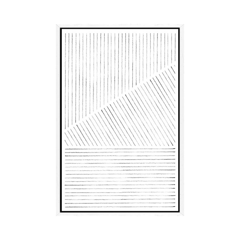 Abstract Geometric Lines - Print on Canvas, 66.04cm H x 45.72cm W x 3.81cm D, White Framed