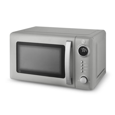 Retro Swan Retro 20L Digital Microwave, 5 Power Levels, 12 Auto Cook Pre-sets, Defrost by Weight or Time, LED Display, 800W