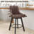 Swivel Bar Stool of 1 / 2, 24" Counter Height Bar Stool with Back, PU Leather Upholstered Counter Stool with Solid Wood Legs for Kitchen, Home Bar-395118672-394818102