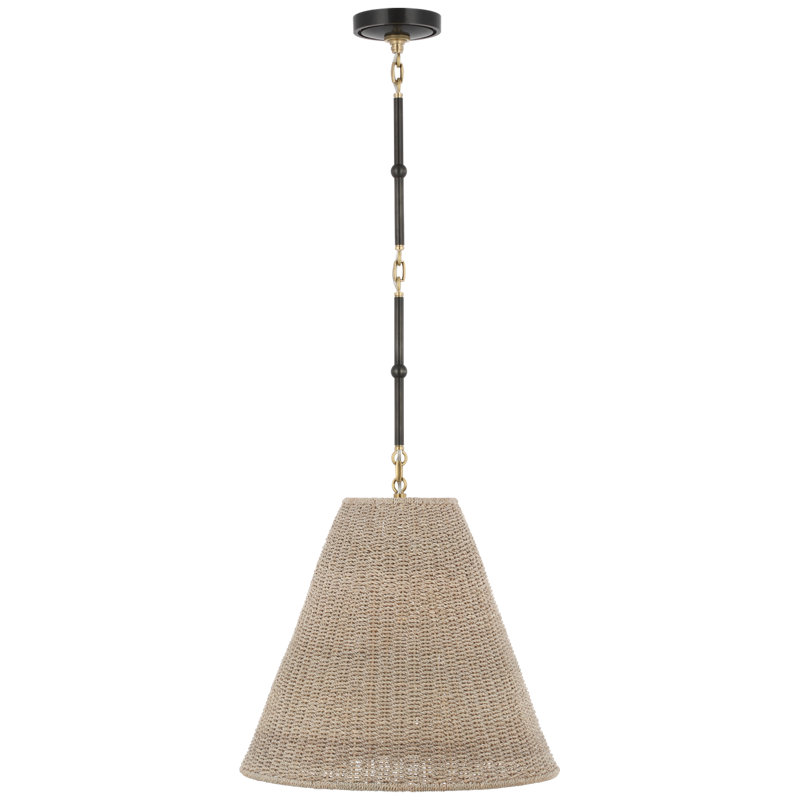Goodman Pendant by Thomas O'Brien, 22.75" H x 24" W x 24" D, Bronze/Hand Rubbed Antique Brass, Ash