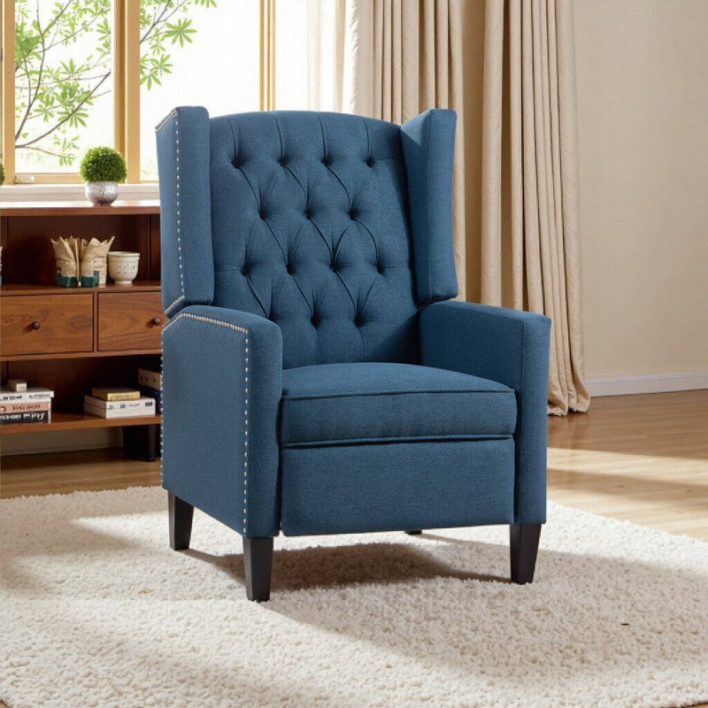 Fauteuil inclinable manuel avec coussin profond, 27,16 po de large, dossier haut, 3 positions d'inclinaison, Bleu