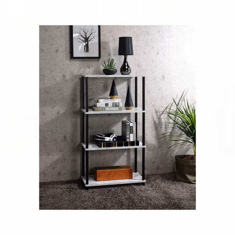Nypho Antique White & Black Finish Bookshelf, Antique White