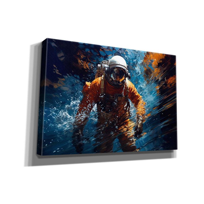 Ivy Bronx, «Astronaut In Space And Water» par Momart, art mural sur toile, H 18 po x l 26 po x P 0,75 po
