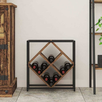 Open Shelving Wine Bottle Rack Old Wood