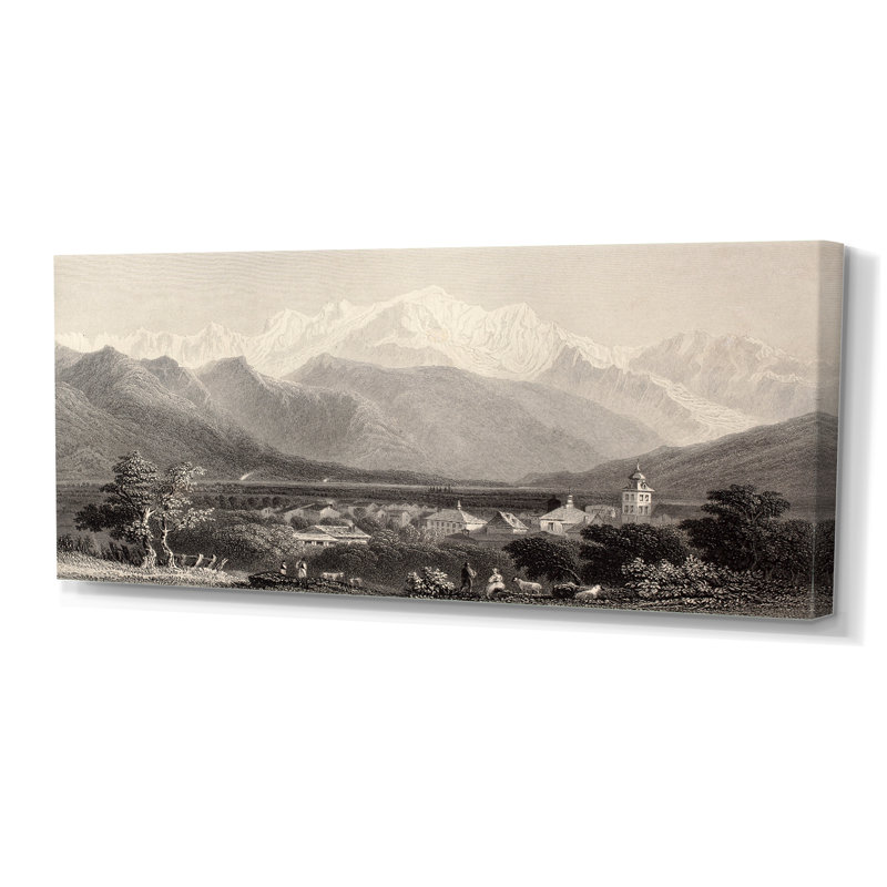 Mont Blanc monochrome - impression sur toile, H 28 po x l 60 po, Toile tendue