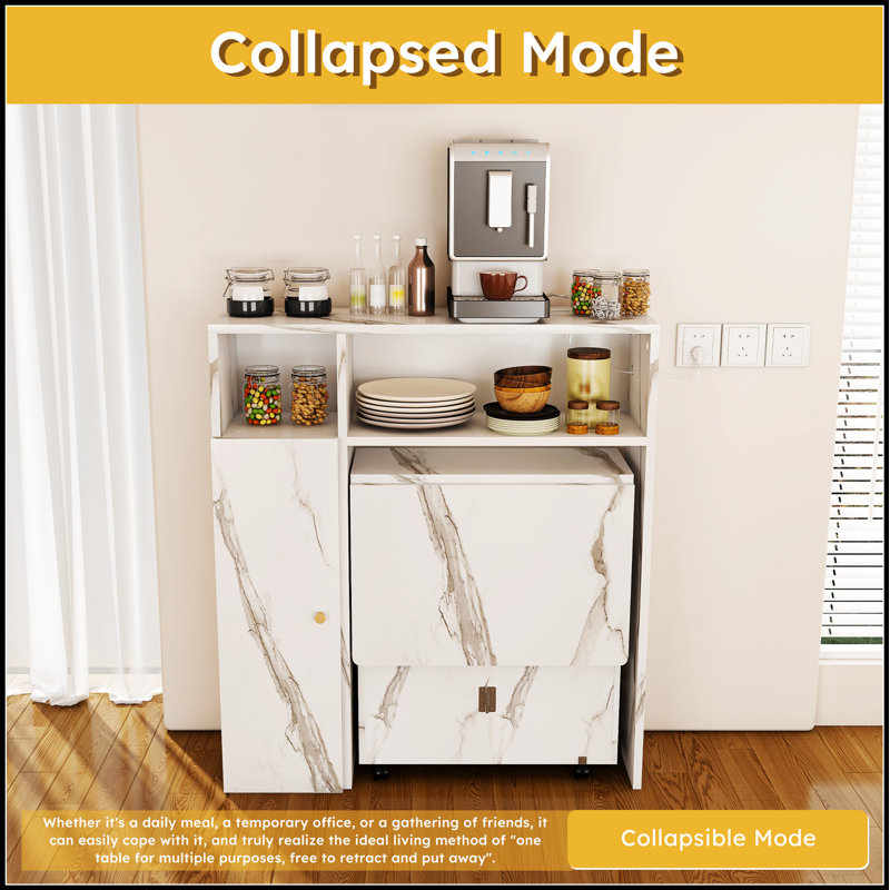 Multifunctional Folding Dining Table with Wall-Mounted Sideboard & Storage for Small Apartments